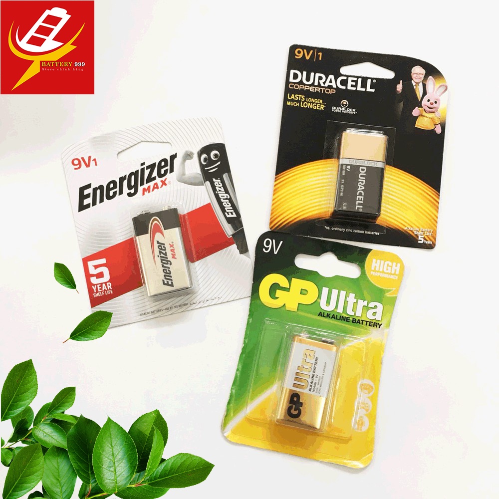1 Vỉ Pin 9V Alkaline Energizer, GP, Duracell Hàng Chính Hãng