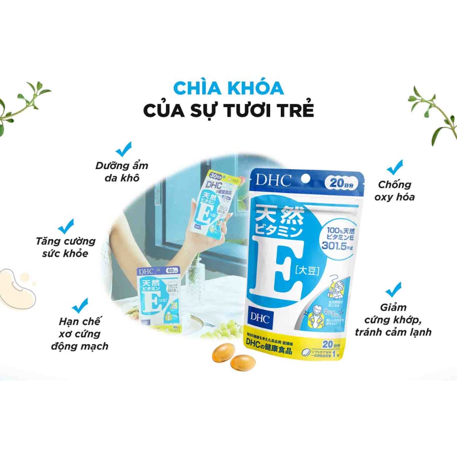 Combo viên uống DHC Nhật Bản trắng hồng và mịn màng 30 ngày (VitaminE &amp; VitaminC) - Konni39