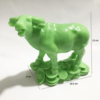 Tượng trâu đại phú quý màu xanh ngọc