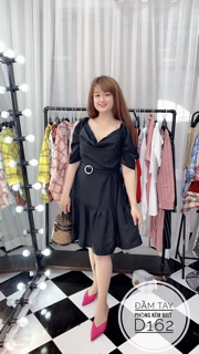 Bigsize Đầm tay phồng kèm belt D162