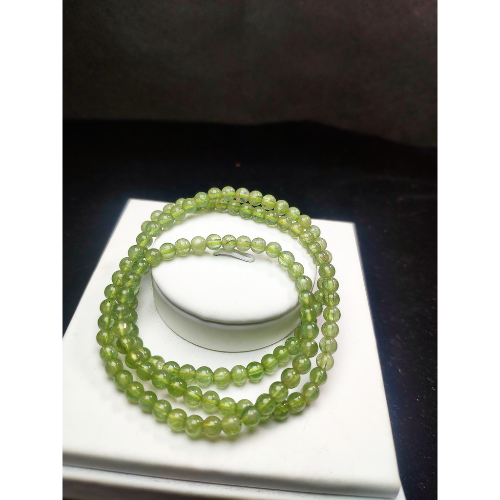 Vòng tay quấn 3 peridot xanh lá 4li cực đẹp, cá tính, mang may mắn, tốt sức khỏe