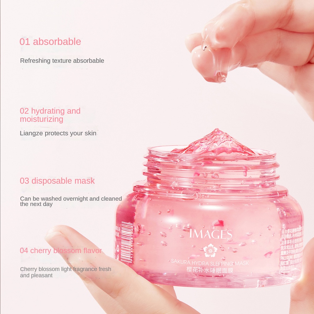 Mặt nạ ngủ IMAGES chiết xuất hoa anh đào dưỡng ẩm làm trắng sáng cải thiện da khô cao cấp 120g