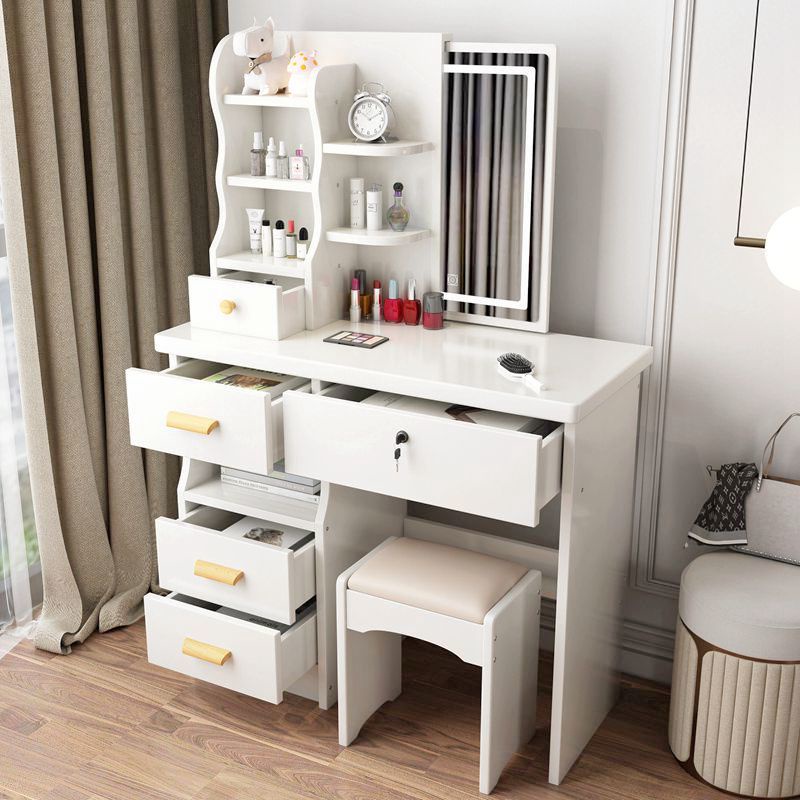 Bàn trang điểm Phòng ngủ Gương trượt có thể che giấu của các cô gái, tủ lưu trữ, làm việc tích hợp