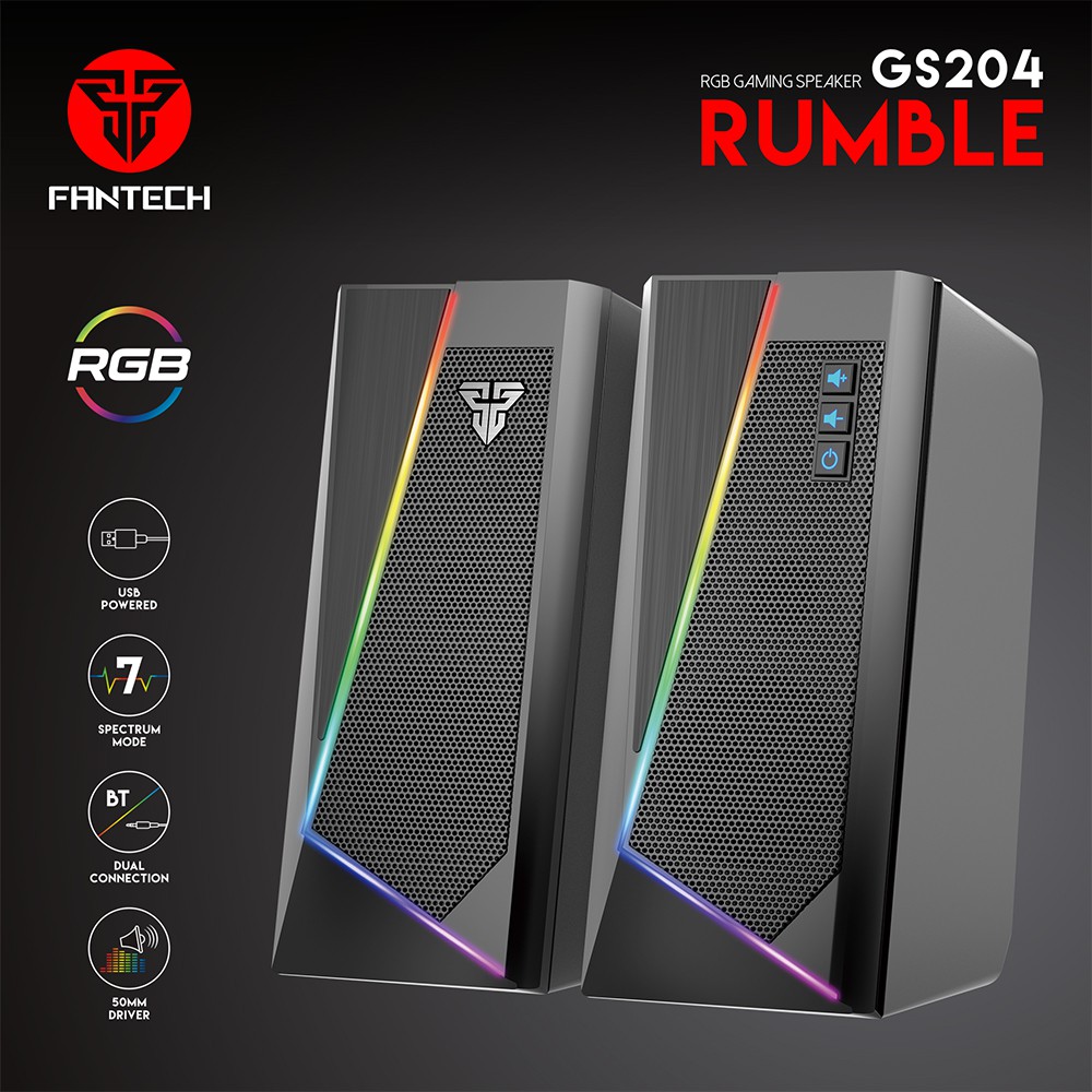 Loa Vi TÍnh Gaming Fantech GS204 RUMBLE LED RGB 7 Chế Độ Hỗ Trợ Kết Nối Bluetooth 5.0 Và AUX 3.5mm - Hàng Chính Hãng