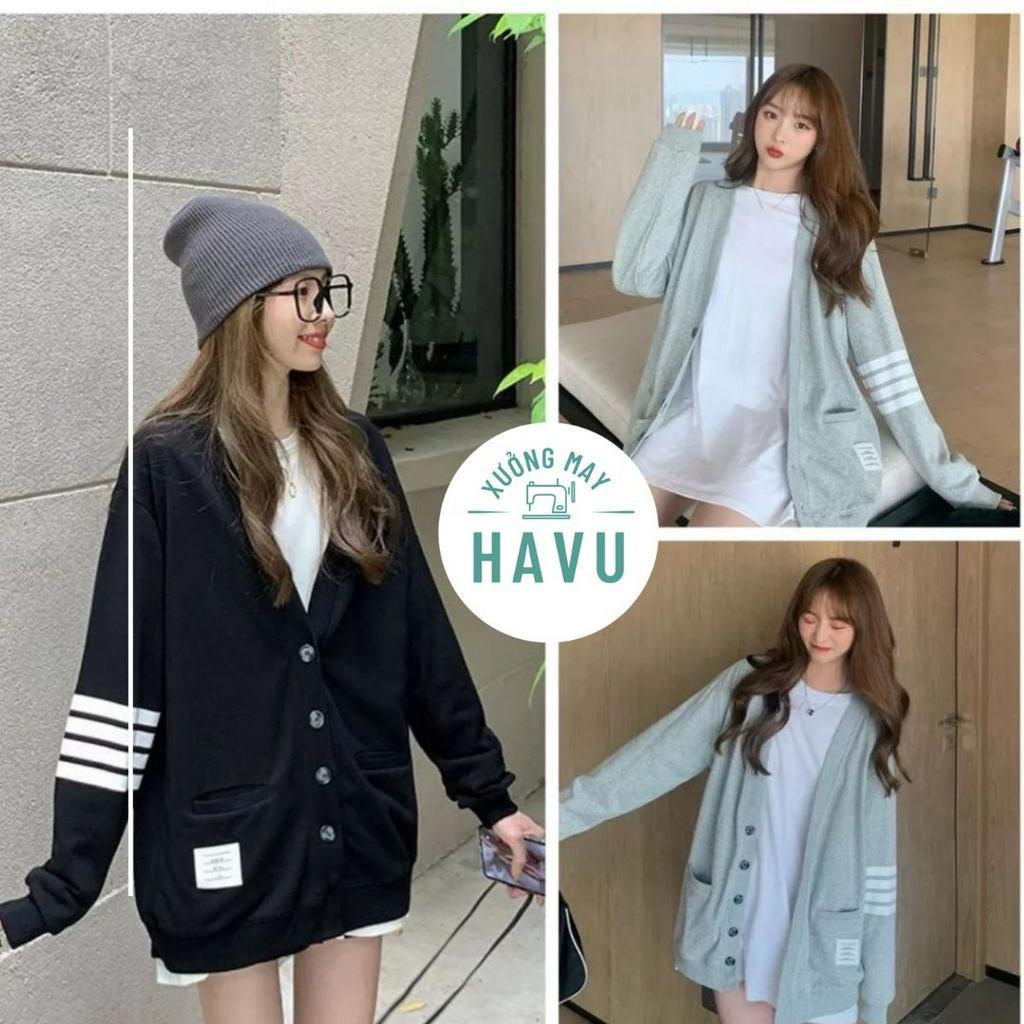 Áo cardigan 4 vạch THOM BROWNE - áo khoác nỉ mỏng phong cách trẻ trung hàn quốc