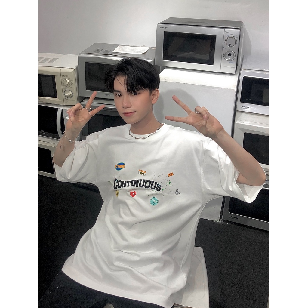 Áo thun Continuous - CTNS - STICKER - VẨY SƠN/ White