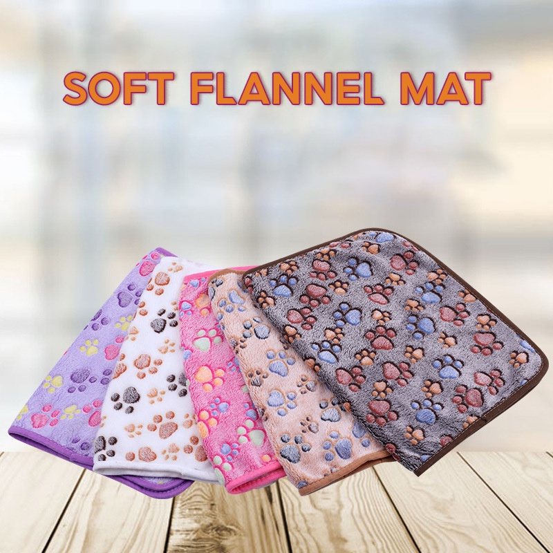 Thảm nằm họa tiết dấu chân chất liệu lông cừu san hô mềm mại ấm áp phong cách Pháp cho cún cưng cỡ lớn và nhỏ