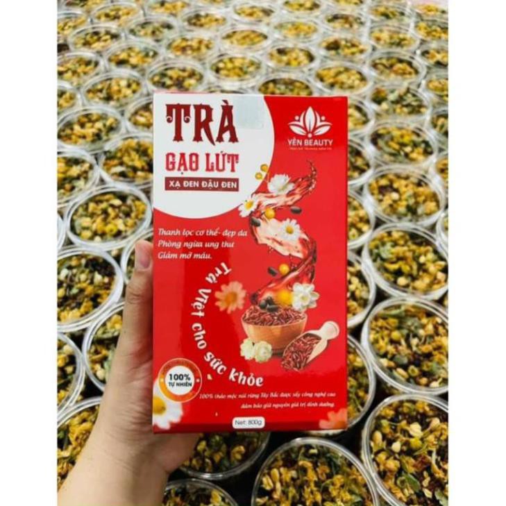 TRÀ GẠO LỨT XẠ ĐEN ĐẬU ĐEN 800g - 500g, Hoa Cúc, Hoa Nhài Thanh lọc cơ thể - Đẹp da