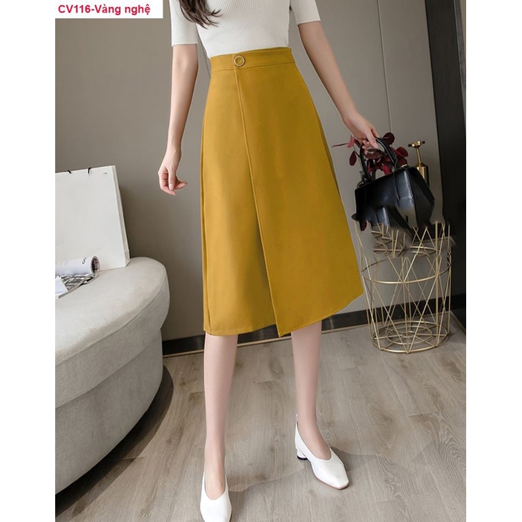 CHÂN VÁY NỮ ĐẮP TÀ PHỐI NÚT- CV116