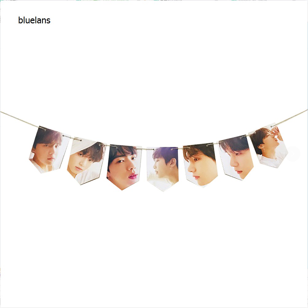 bluelans♘Kpop BTS Blackpink GOT7 Paper Poster Photo Hanging Flag Bunting Banner Decor