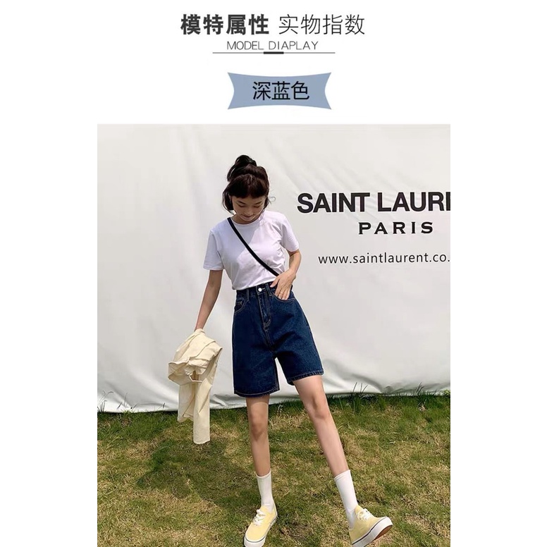Quần Short Denim Lưng Cao Ống Rộng Thời Trang Mùa Hè Phong Cách Mới Cho Nữ