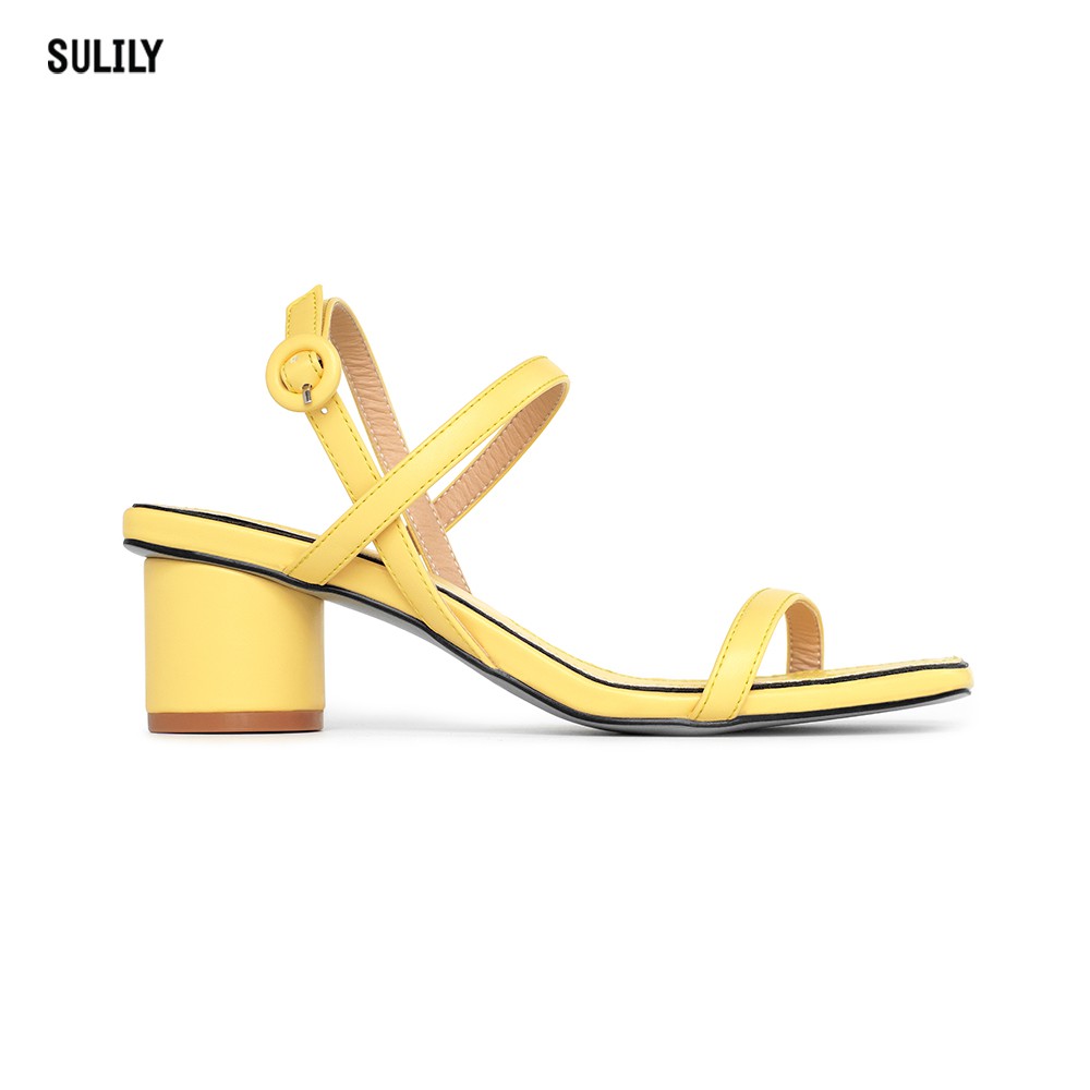 Giày Sandal Gót Trụ 5 phân Sulily SGT1-II20 màu vàng