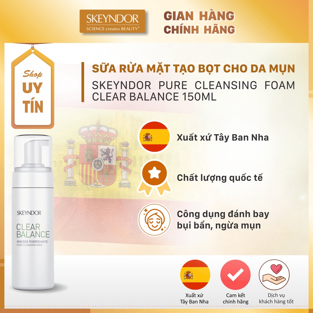Sữa rửa mặt tạo bọt cho da mụn SKEYNDOR Pure Cleansing Foam Clear Balance 150ml