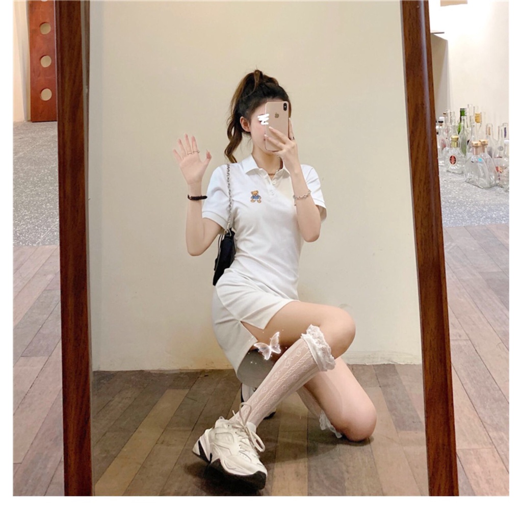 Váy Polo body Tay Ngắn, Váy Body Nữ Dáng Ôm Chất Cotton Co Giãn 4 Chiều Năng Động | BigBuy360 - bigbuy360.vn