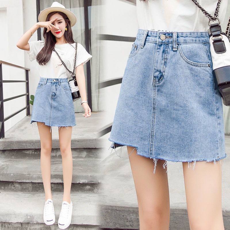 Váy Denim 157564 Chân Váy Chữ a Lưng Cao Phong Cách Retro Thời Trang