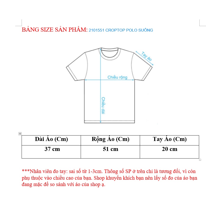 2101551 Áo croptop polo suông cho nữ ulzzang chất cotton mềm mát nhiều màu freesize