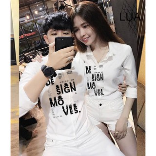 Áo Đôi Sơ Mi In Chữ Siêu Đẹp | Áo Sơ Mi Cặp Nam Nữ Đẹp (Ảnh thật)