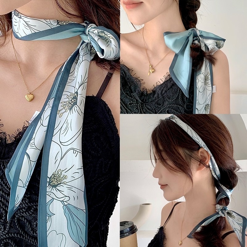 Dây Buộc Tóc Vải Satin Dáng Dài Thắt Nơ Kiểu Pháp Cổ điển Dễ Thương Hàn Quốc