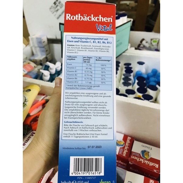 Sắt Nước Hữu Cơ Rotbackchen Vital Eisen Formen 450ml Đức, Chai 450m