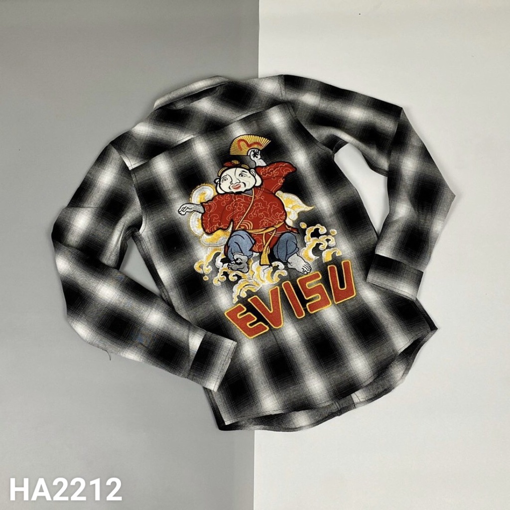 Áo Sơ Mi Nam Kẻ Họa Tiết EVISU Loại 1, Sơ Mi Cao Cấp 𝐇𝐀 𝐒𝐇𝐎𝐏 𝟗𝟗𝟗𝟗