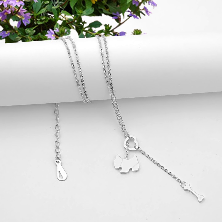 DÂY CHUYỀN TITAN CON CHÓ,CON CÚN, CỤC XƯƠNG CÁCH ĐIỆU TN135 siêu đẹp, bền màu chuẩn thời trang