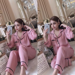 Bộ Pijama Lụa Nhung Tuyết Dài Tay