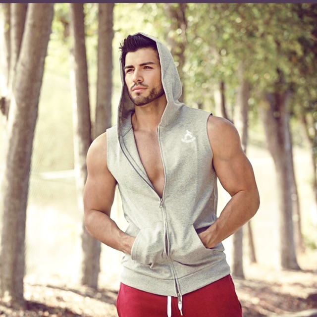 Áo tank top nam có khoá kéo và mũ - Áo tập gym đẹp *