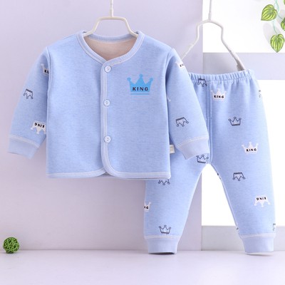 Bộ đồ đi chơi Baby plus nhung sữa lụa quần áo đi chơi thu đông 0-1 tuổi bộ đồ bé trai bé gái mặc nhà ấm áp