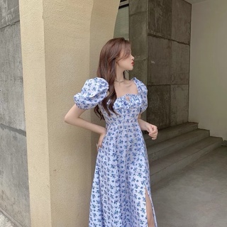 Đầm maxi hoa xanh thời trang nữ