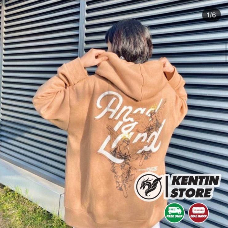 Áo Hoodie Không Xù lông Dành Cho Nam Nữ Có Mũ Chất Nỉ Form rộng Unisex in hình Angel Land Đôi