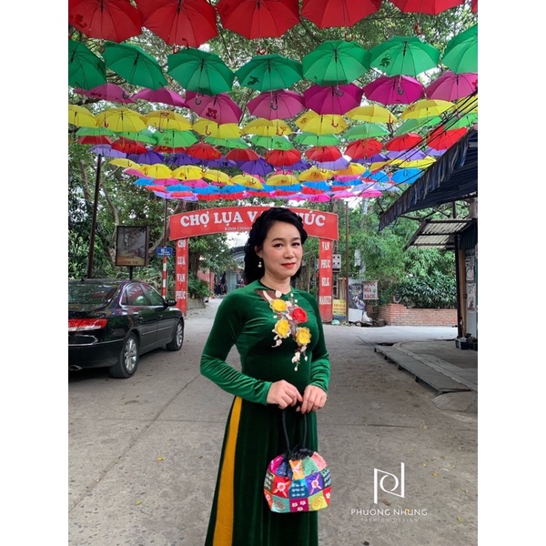 Áo dài nhung cho mẹ,bà-May cao cấp