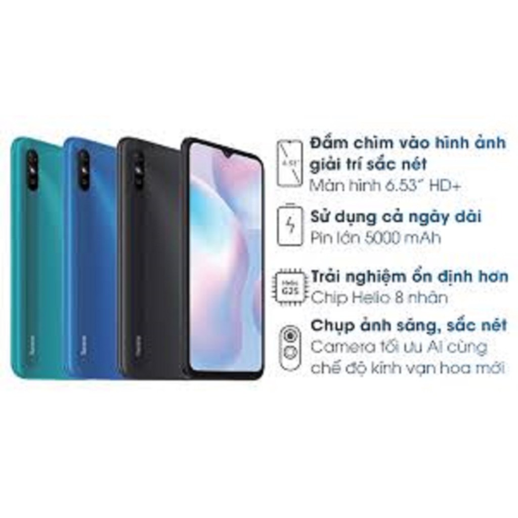 Điện thoại Xiaomi Redmi 9 A  ram 4G/64G 2sim mới Chính Hãng - Chiến PUBG/Free Fire mượt
