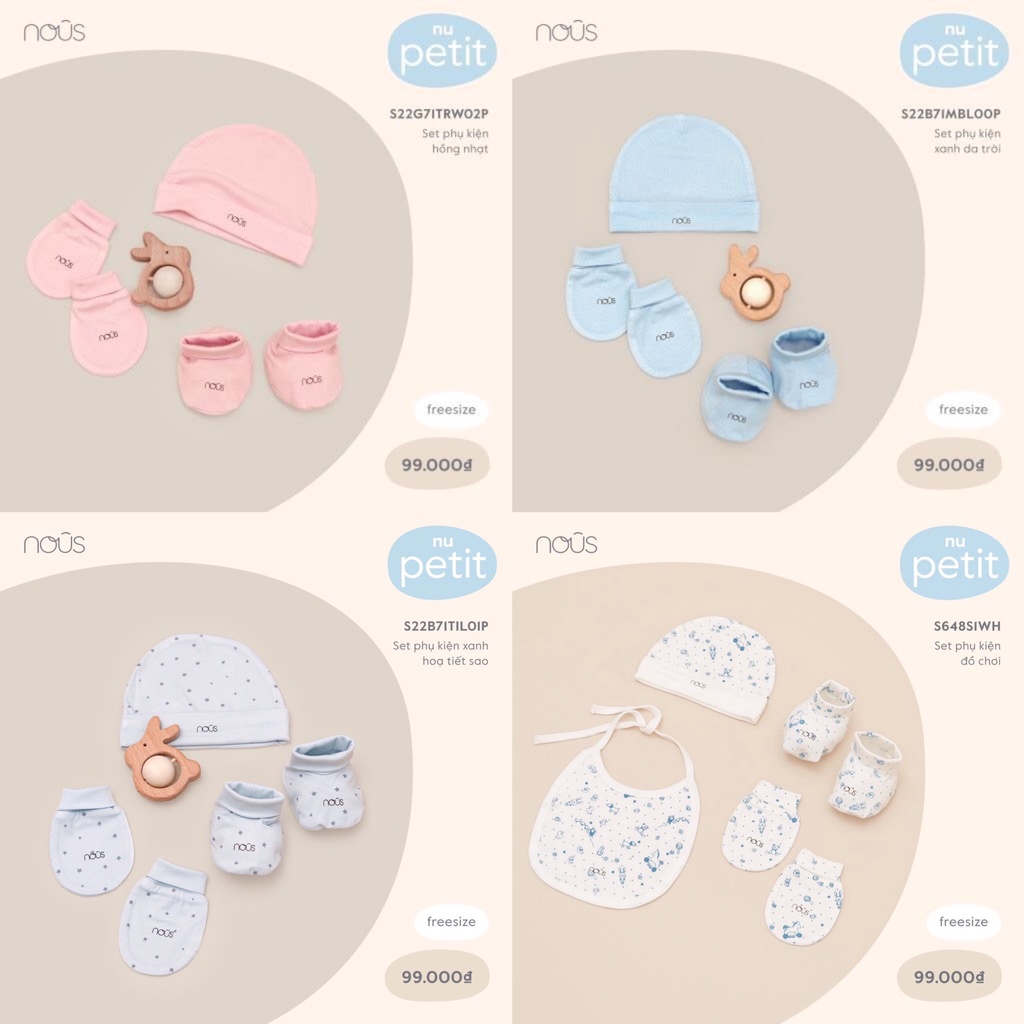 [CHÍNH HÃNG] Set phụ kiện sơ sinh petit mềm mại Nous - Onesize