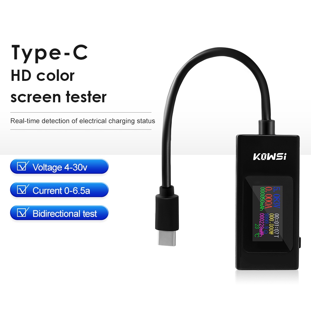 Thiết bị kiểm tra dòng điện PCBFUN 4-30V 0-6.5A 0-195W màn hình LCD nhiều màu sắc