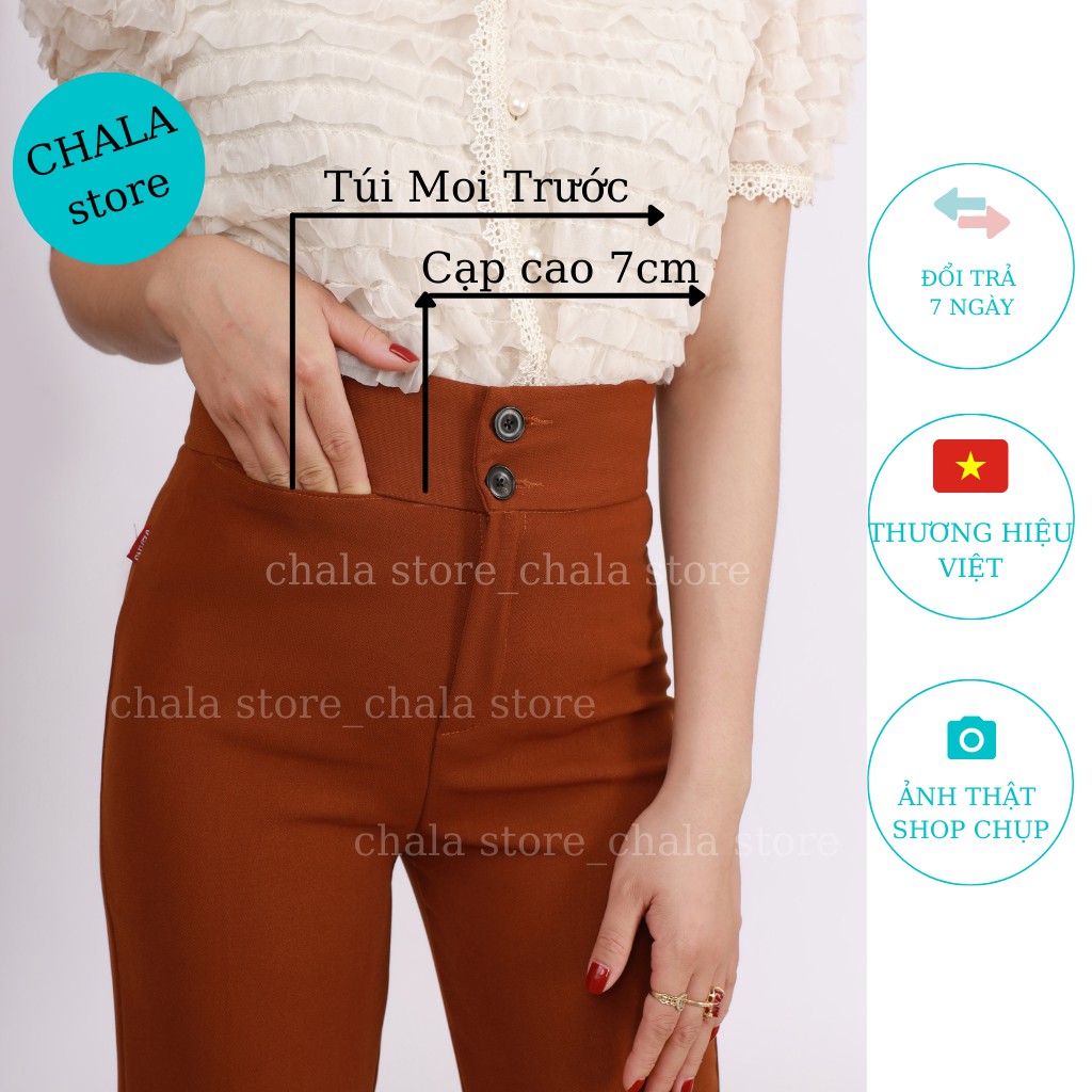 Quần Ống Loe Lưng Cao_Quần Loe Đen Cạp Cao 2 Cúc Nữ Dáng Dài Vintage Siêu Hack Dáng