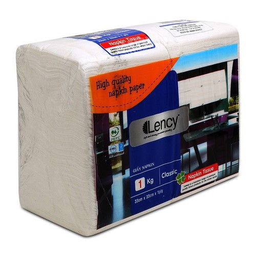 Khăn giấy ăn Lency Napkin 33*33cm gói to 1 kg tiết kiệm