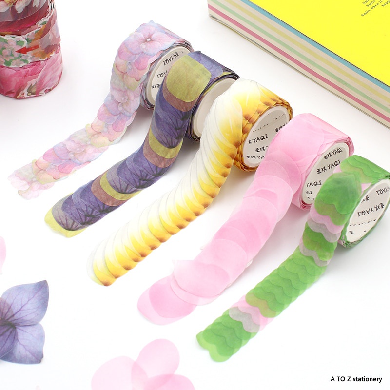 Cuộn Băng Keo Washi Hình Cánh Hoa Có Thể Tháo Rời Dùng Trang Trí Diy