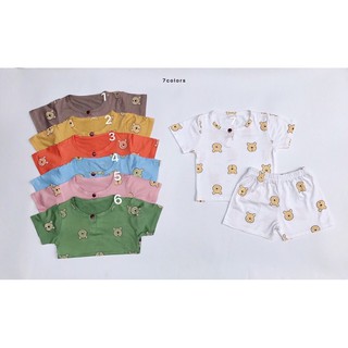 Bộ cộc hình gấu chất thun lạnh cho bé trai bé gái