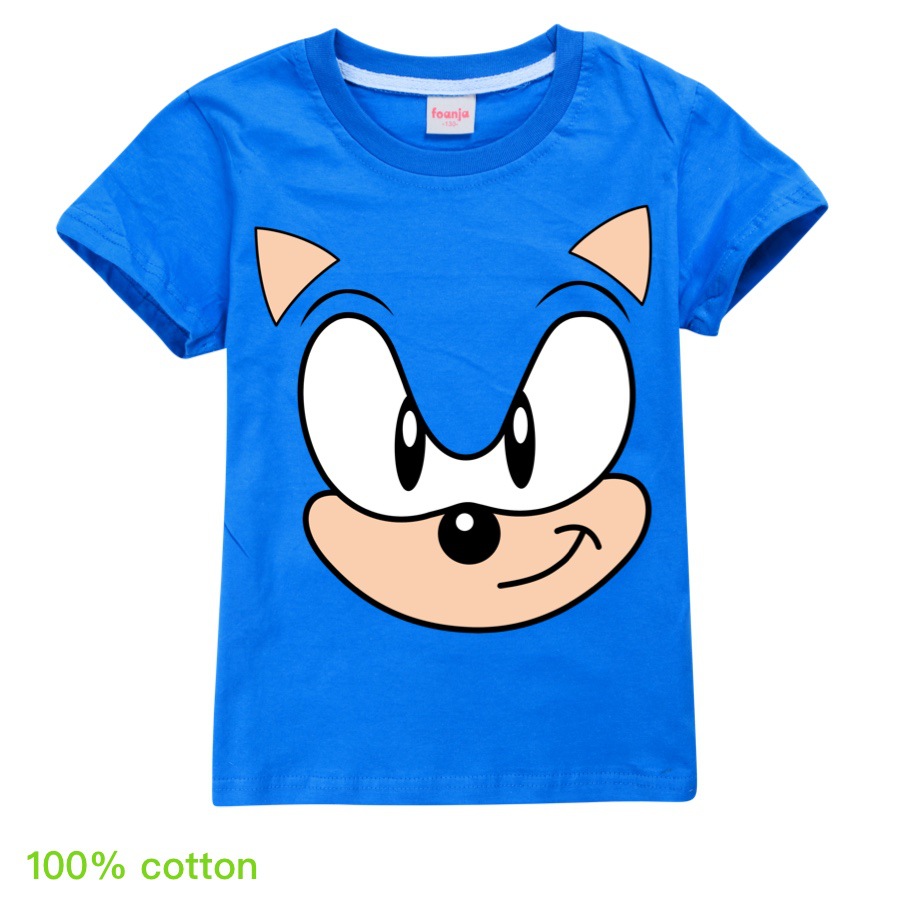 Áo Thun Tay Ngắn 100% Cotton Hình Nhân Vật Trong Phim Sonic The Hedgehog 2020 Cho Bé