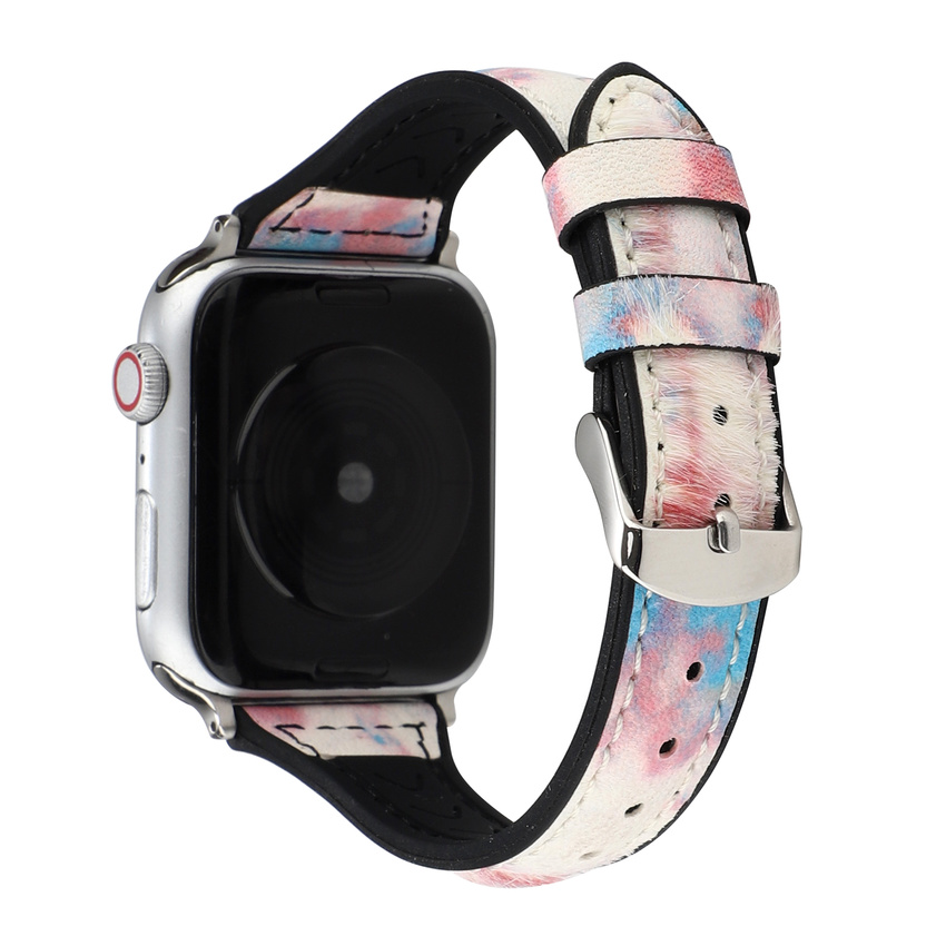 Dây đeo da PU kiểu da báo cho đồng hồ Apple Watch Se 6 5 4 3 2 1 Se 38 40 42 44 mm T500 Ft50 T5 W26 Q520 Q99