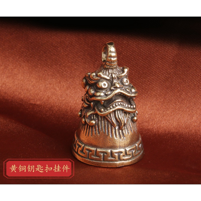 Móc khóa đồng thau tượng hình cái chuông kỳ lân may mắn độc đáo lạ phong cách bền bỉ đẹp.
