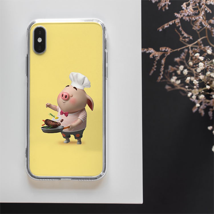 Ốp Iphone hình chú lợn Mềm chất liệu silicon trong dẻo PIG20210166