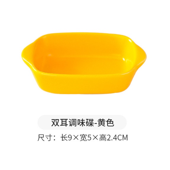 Chén sứ vuông đựng nước chấm sốt, gia vị tay cầm ngang 2 bên, đĩa nước chấm decor đẹp