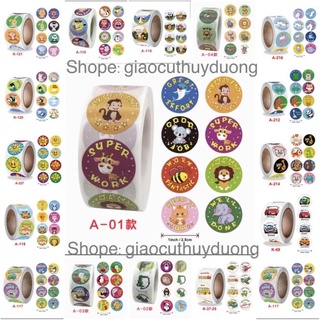 Cuộn 500 nhãn dán Sticker khen thưởng tiếng anh thank you
