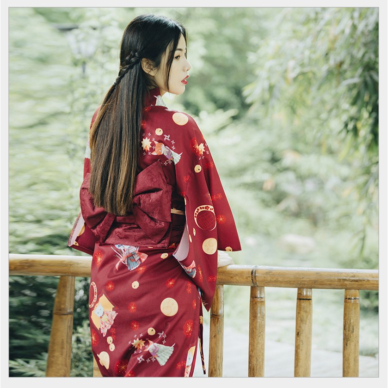 Yukata - Đào Hoa Kỳ Nguyện Miêu - Yukata họa tiết mèo kèm Obi nơ