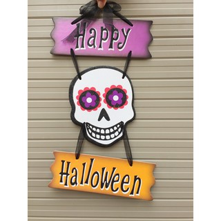 Bảng trang trí Halloween mẫu đầu lâu trắng 45cm x 28cm