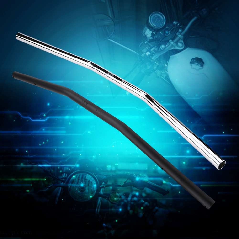 Cooltools 25MM/1Inch Motorcycle Retro Bend Handlebar Handle Bar Black Universal Black Silver