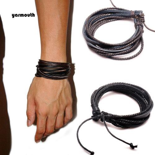 Dây đeo tay nam nữ nhiều tầng giả da thời trang