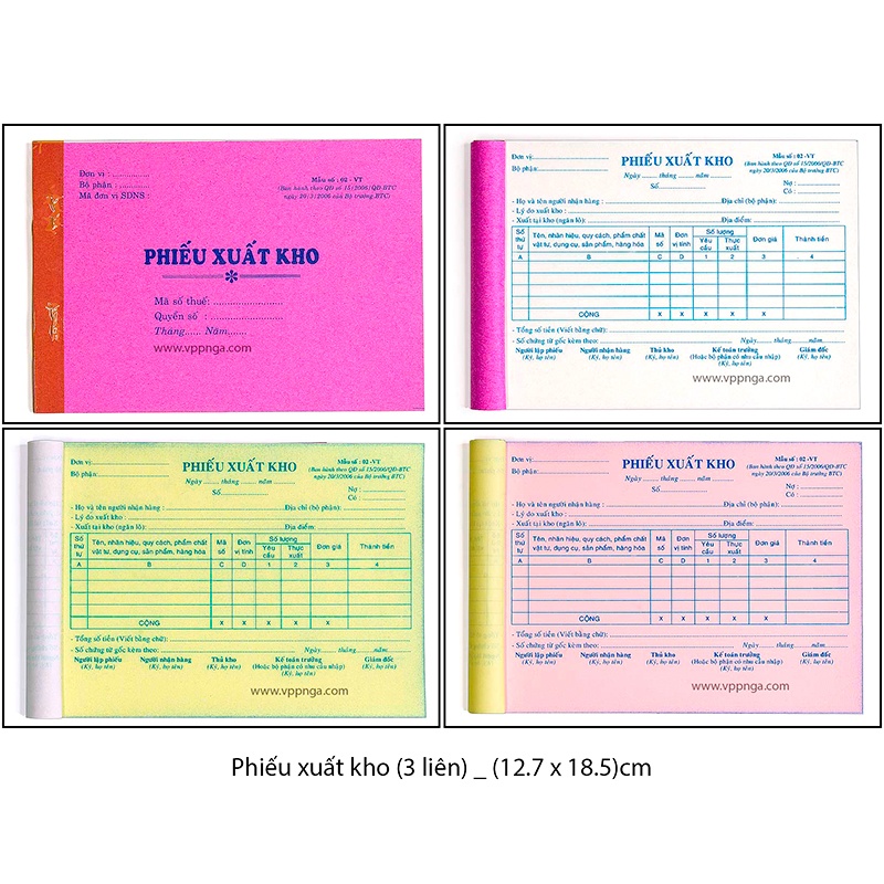 Phiếu xuất kho 3 liên 13x19cm (50 bộ = 150 tờ)