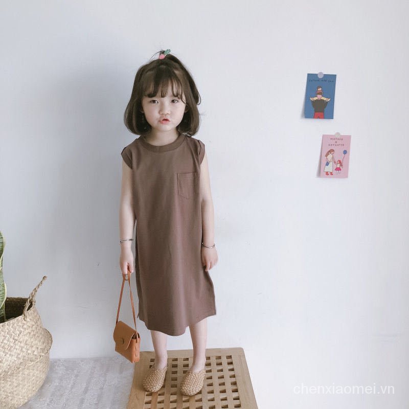 Đầm Thun Cotton Hàn Quốc Đơn Giản Cho Bé Gái Zn5D